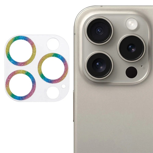 For iPhone 16 Pro / 16 Pro Max Camera Lens Protector Glitter Tempered Glass Lens Film - Multi-Color - 1