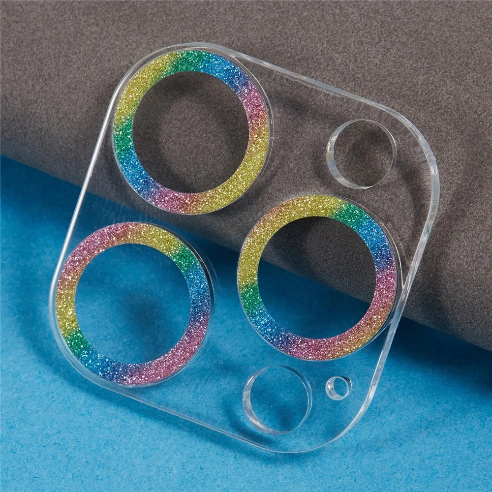 For iPhone 16 Pro / 16 Pro Max Camera Lens Protector Glitter Tempered Glass Lens Film - Multi-Color - 4