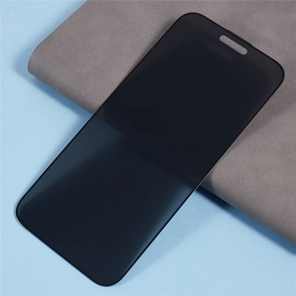 For iPhone 16 Pro Max Anti-Spy Screen Protector Full Glue Silk Print Black Edge Tempered Glass Film with Anti-Dust Mesh - 4
