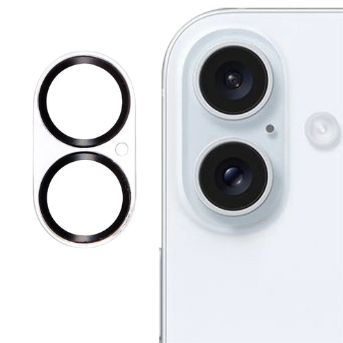 For iPhone 16 / 16 Plus Camera Lens Protector CD Veins Integrated Tempered Glass Lens Film - Black - 1