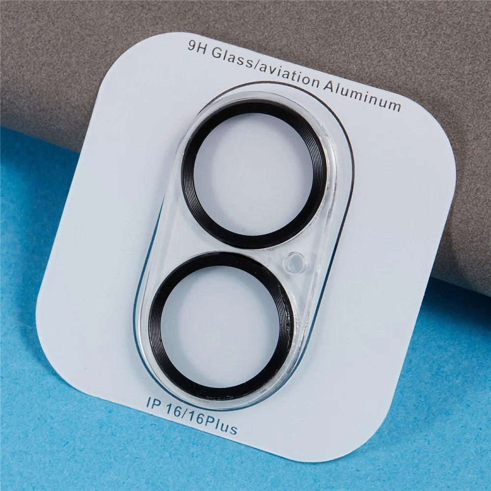 For iPhone 16 / 16 Plus Camera Lens Protector CD Veins Integrated Tempered Glass Lens Film - Black - 3