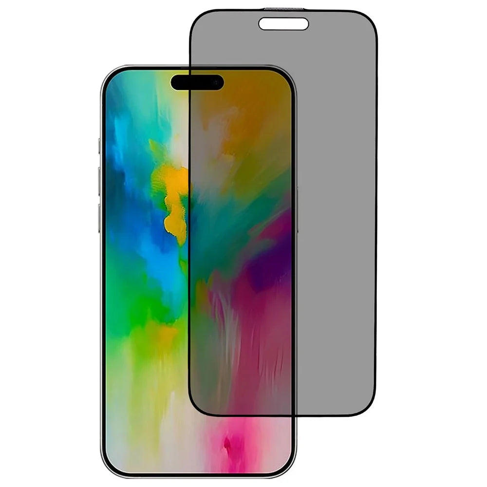 For iPhone 16 Pro Anti-Spy Screen Protector Full Glue Silk Print Black Edge Tempered Glass Film with Anti-Dust Mesh - 1