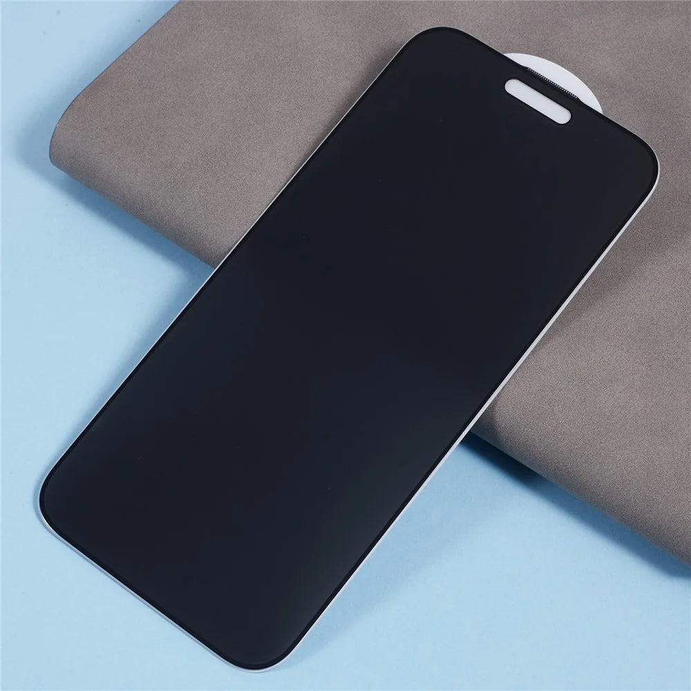 For iPhone 16 Anti-Spy Screen Protector Full Glue Silk Print Black Edge Tempered Glass Film with Anti-Dust Mesh - 3