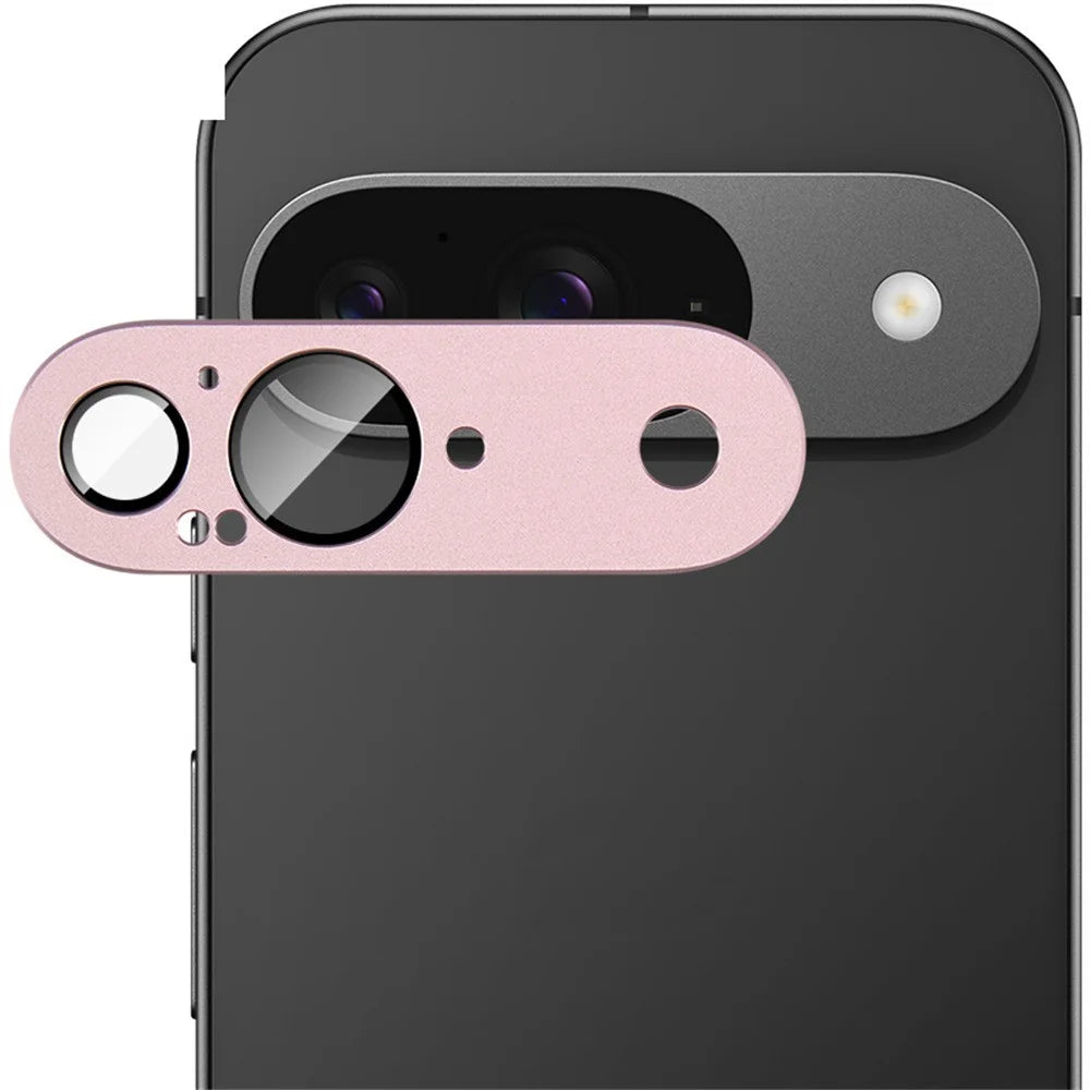IMAK For Google Pixel 9 Camera Lens Film Metal Lens Cap+Tempered Glass Lens Protector - Pink - 6