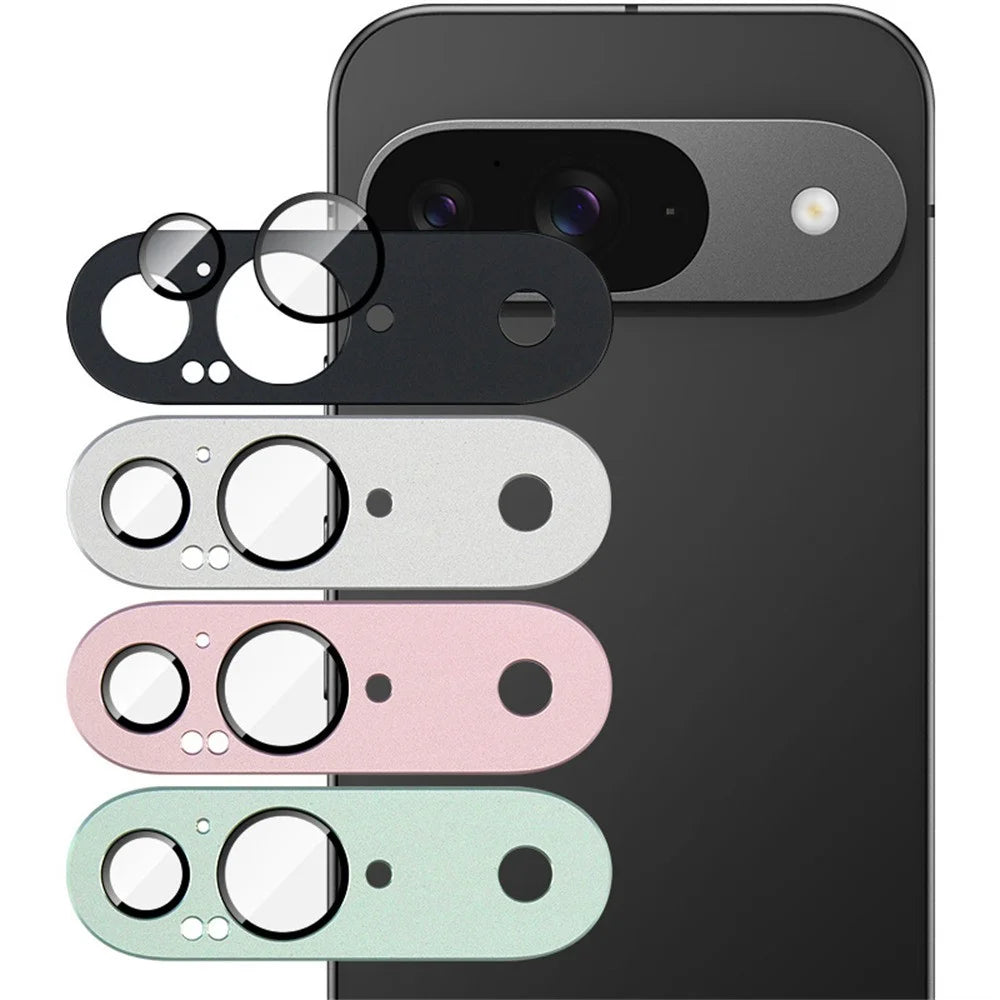 IMAK For Google Pixel 9 Camera Lens Film Metal Lens Cap+Tempered Glass Lens Protector - Pink - 7