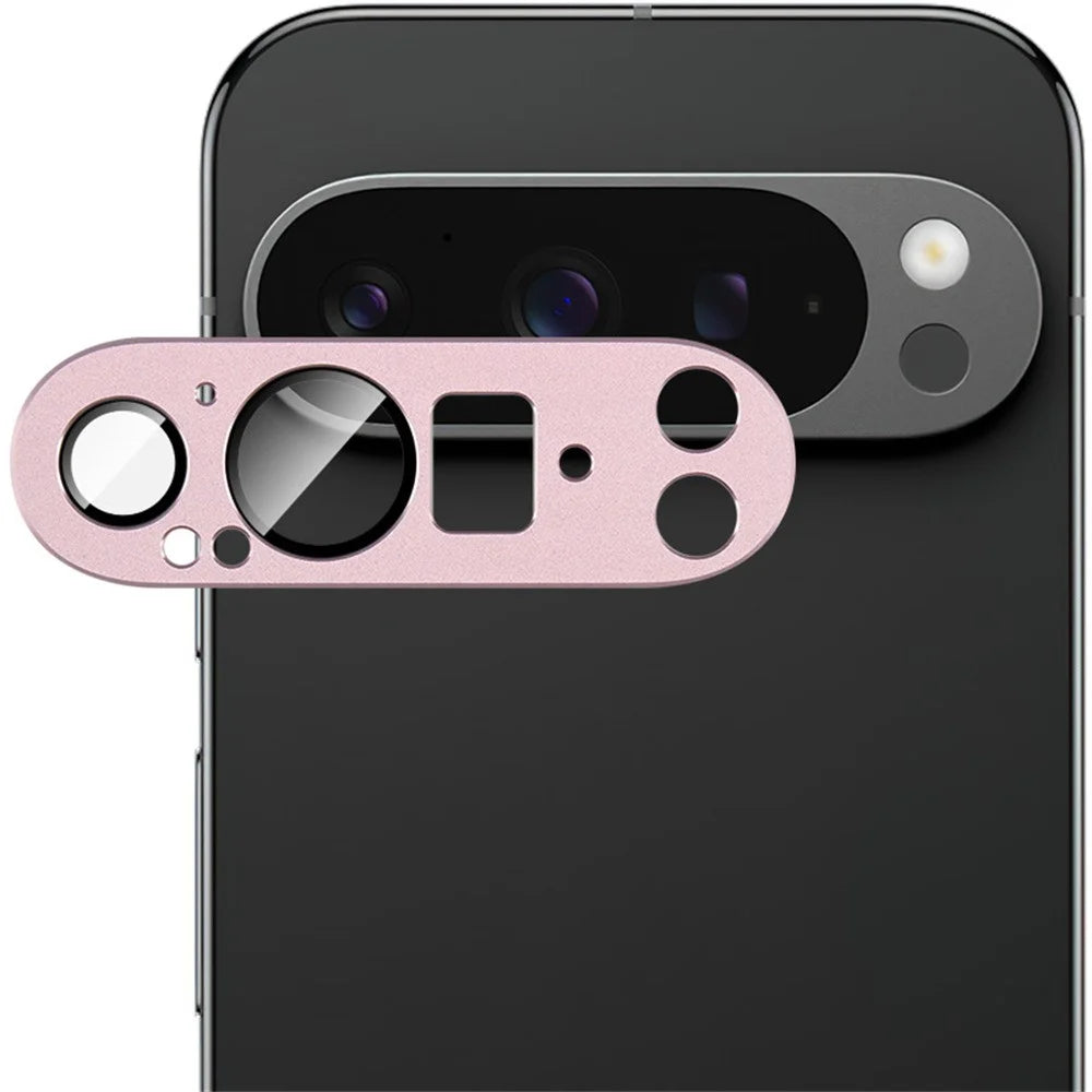 IMAK For Google Pixel 9 Pro Camera Lens Film Metal Lens Cap+Tempered Glass Lens Protector - Pink - 6