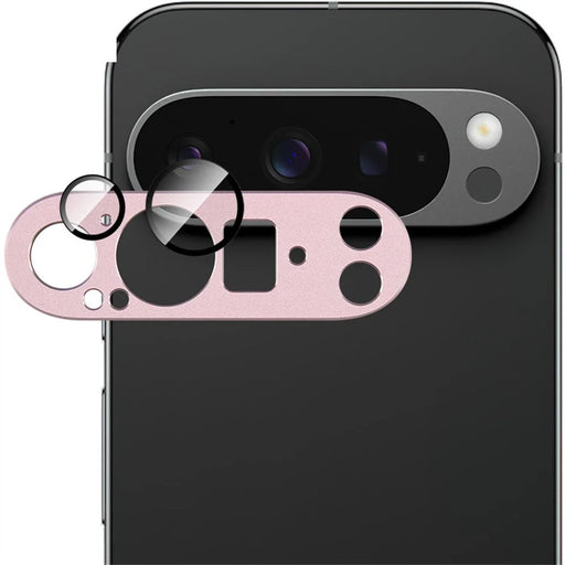 IMAK For Google Pixel 9 Pro XL Camera Lens Film Metal Lens Cap+Tempered Glass Lens Protector - Pink - 1