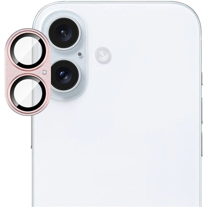 IMAK For iPhone 16 Plus / 16 Camera Lens Film Metal Lens Cap+Tempered Glass Lens Protector - Pink - 6