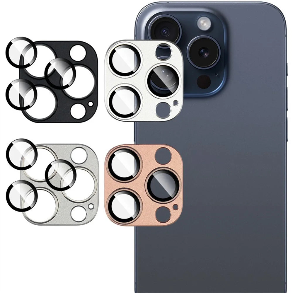 IMAK For iPhone 16 Pro Max / 16 Pro Camera Lens Film Metal Lens Cap+Tempered Glass Lens Protector - Black - 7