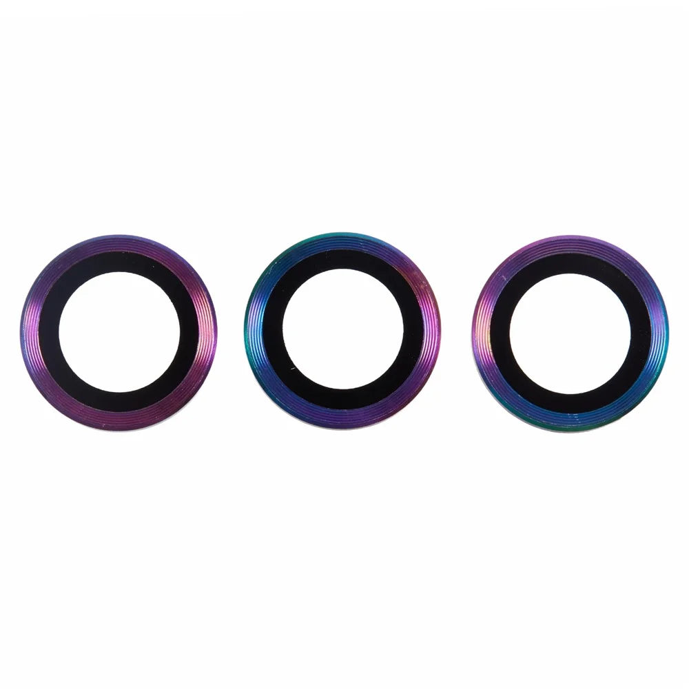 For iPhone 16 Pro / 16 Pro Max Camera Lens Protector CD Veins Metal Ring Tempered Glass Film - Multi-Color - 2