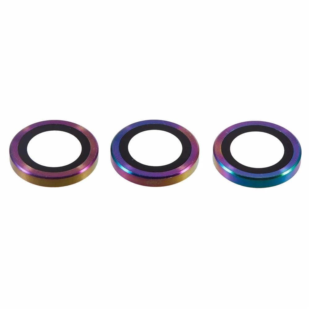 For iPhone 16 Pro / 16 Pro Max Camera Lens Protector CD Veins Metal Ring Tempered Glass Film - Multi-Color - 3