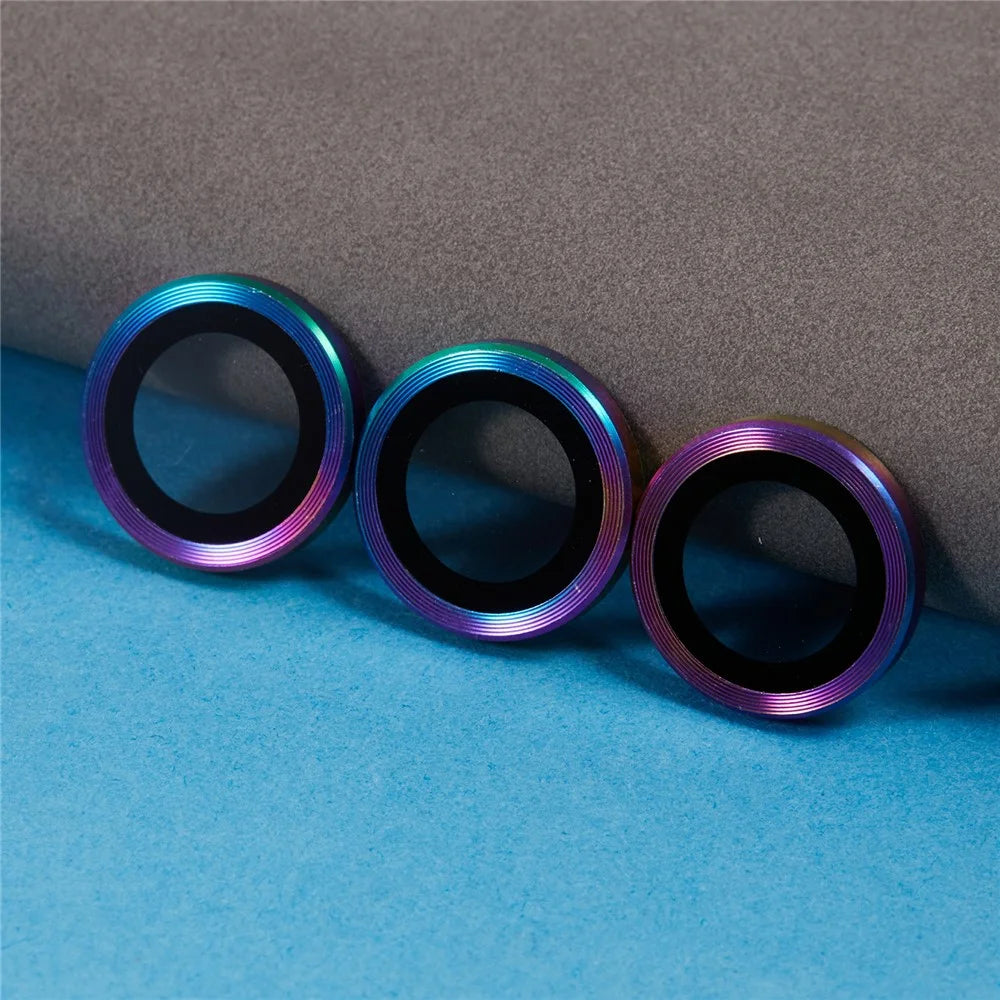 For iPhone 16 Pro / 16 Pro Max Camera Lens Protector CD Veins Metal Ring Tempered Glass Film - Multi-Color - 5
