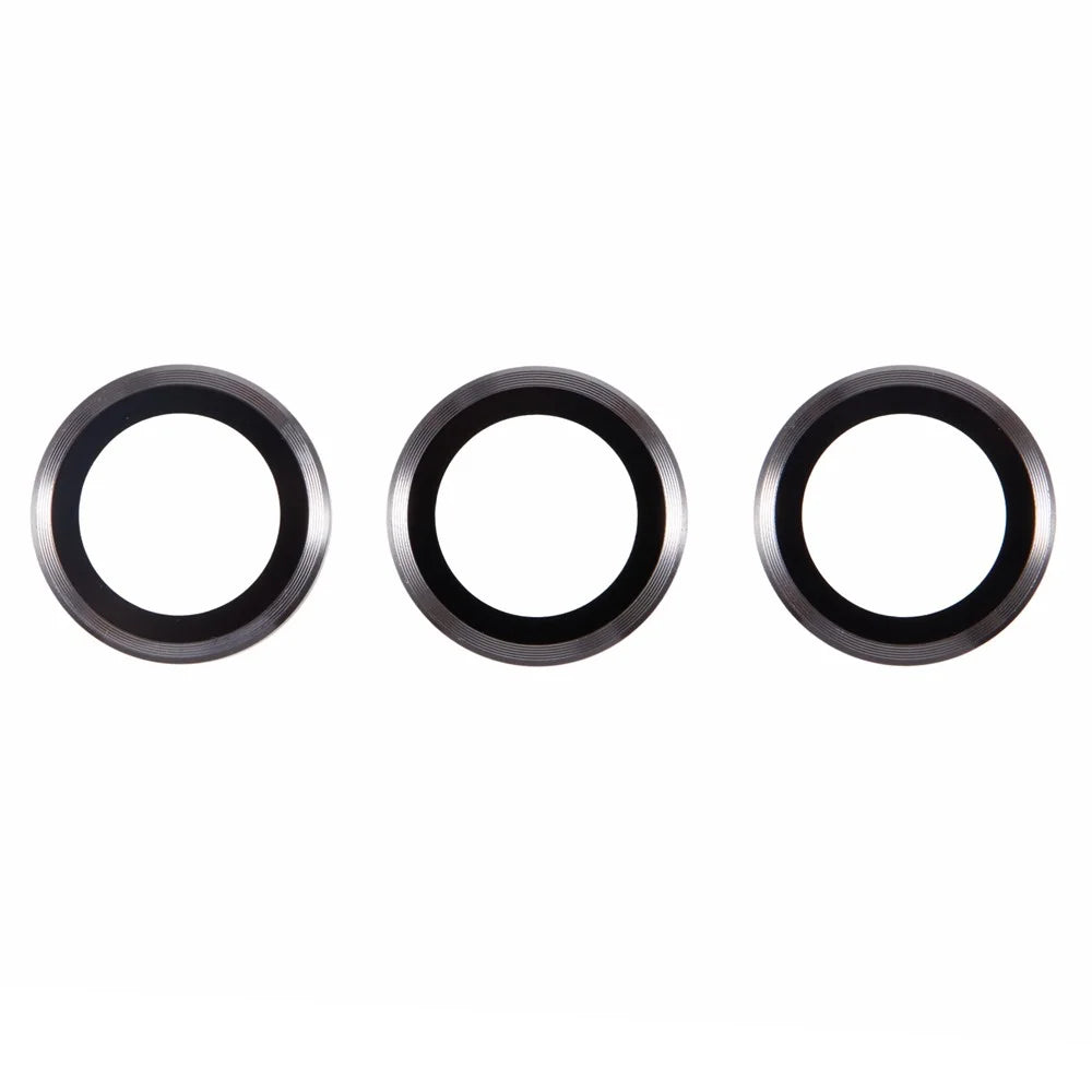 For iPhone 16 Pro Max / 16 Pro Camera Lens Protector Metal Ring Tempered Glass Film - Titanium Grey - 2