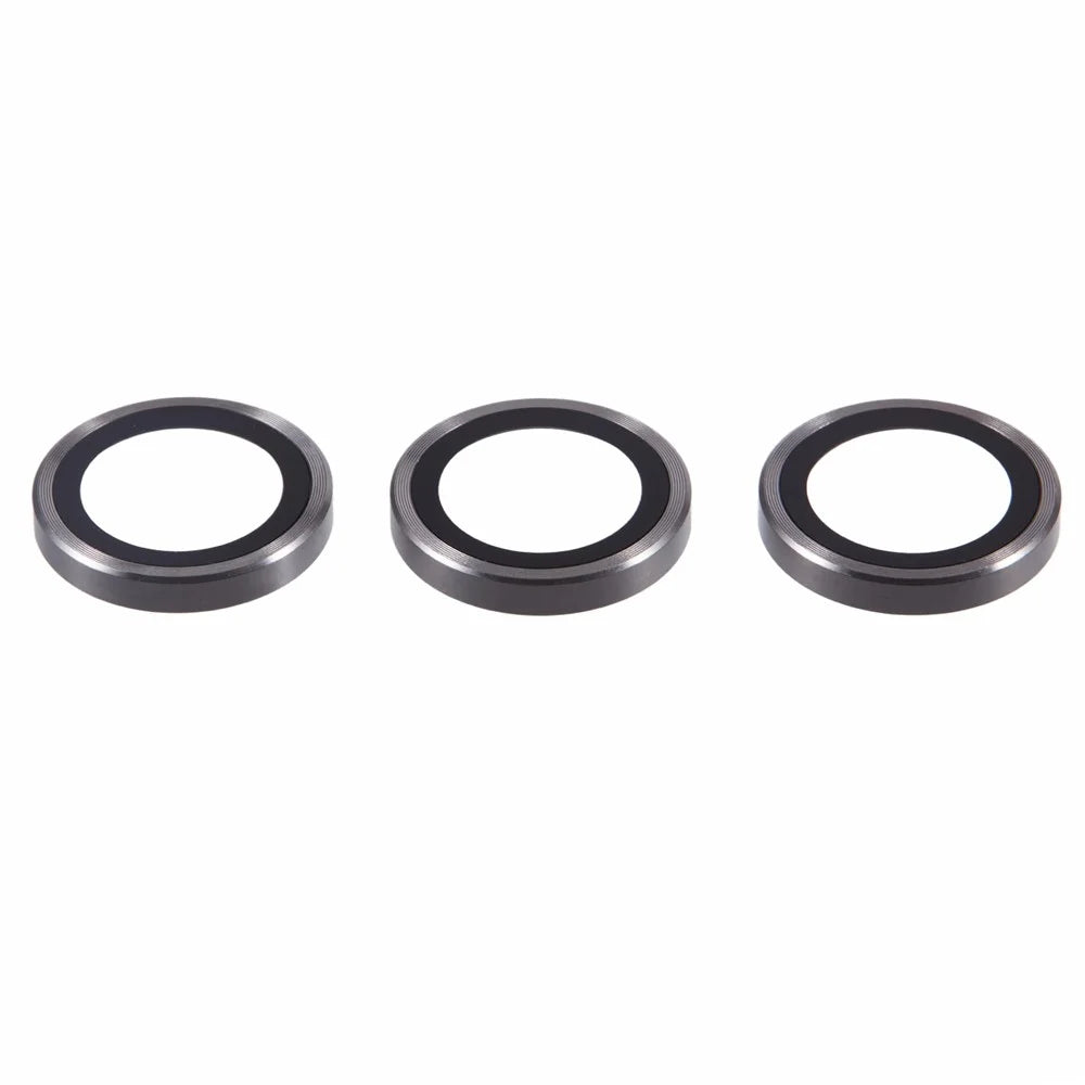 For iPhone 16 Pro Max / 16 Pro Camera Lens Protector Metal Ring Tempered Glass Film - Titanium Grey - 3