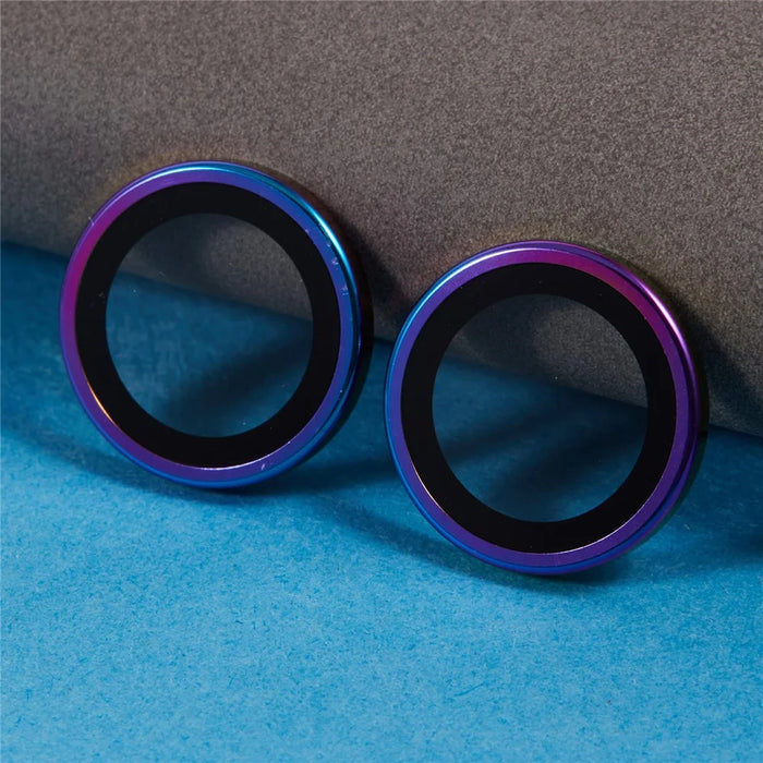For iPhone 16 Plus / 16 Camera Lens Protector Metal Ring Tempered Glass Film - Multi-Color - 5