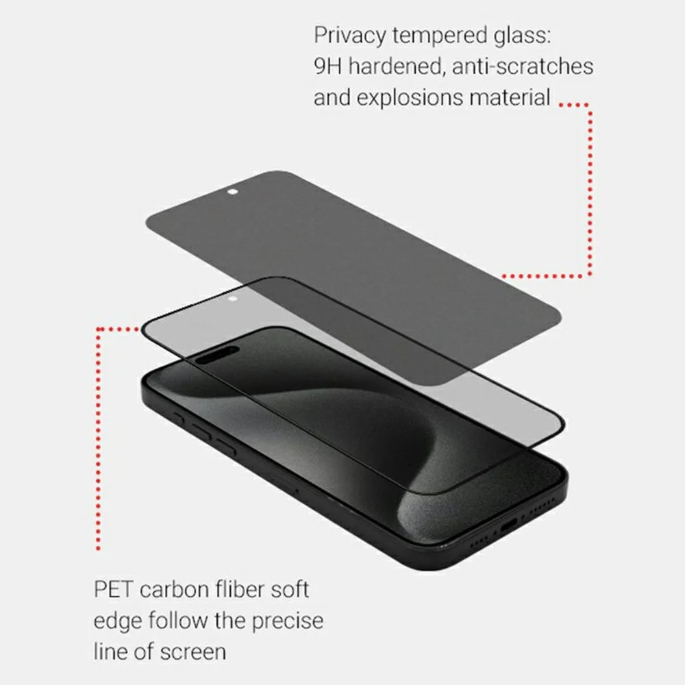 KZDOO For iPhone 16 Pro Max Anti-Peep Tempered Glass Screen Protector Full Glue Silk Printing Screen Film - 4