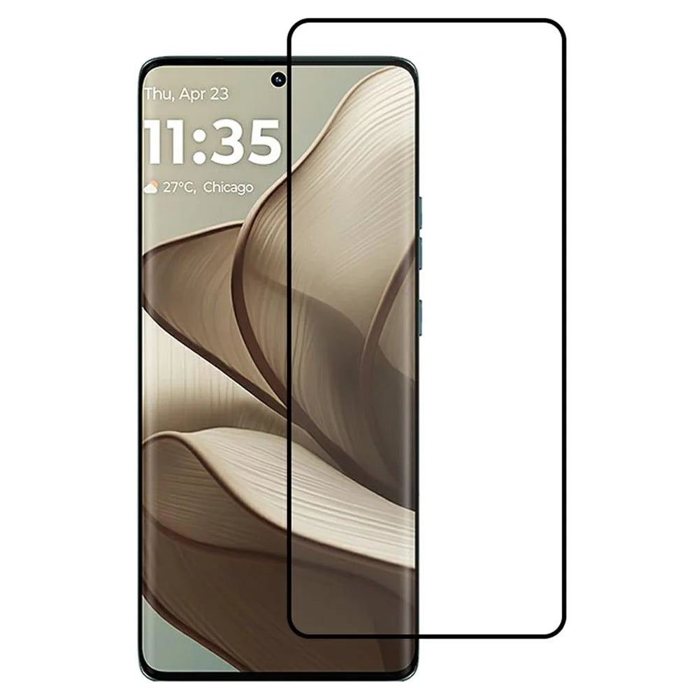 For Motorola Edge 50 5G Tempered Glass Electroplating Anti-Fingerprint Silk Printing Full Glue Screen Protector - 1