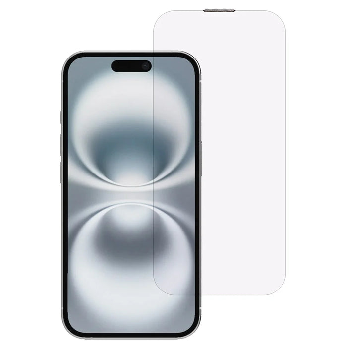 For iPhone 16 Screen Protector Crystal Clear Purple Light Tempered Glass Film Built-In Dust-Proof Mesh - 1