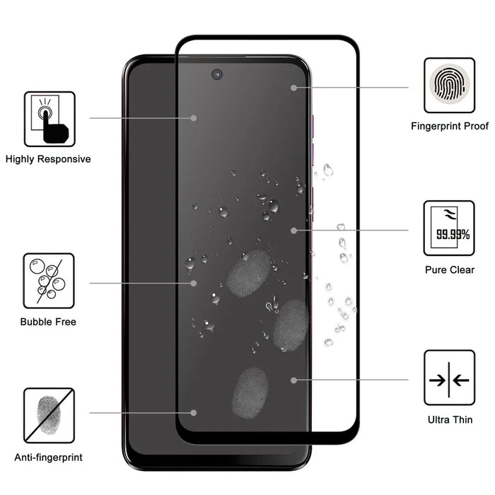 For Motorola Moto G55 5G AGC Tempered Glass with Black Edge Full Glue Full Coverage Screen Protector - 2