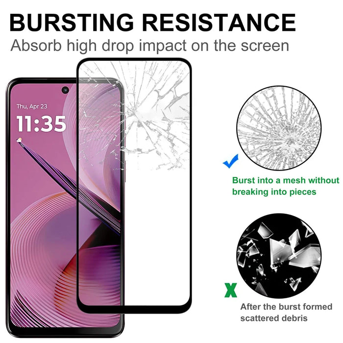 For Motorola Moto G55 5G AGC Tempered Glass with Black Edge Full Glue Full Coverage Screen Protector - 4
