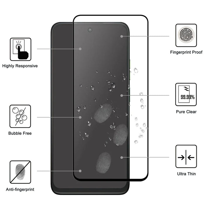 For Motorola Moto G35 5G AGC Tempered Glass with Black Edge Full Glue Full Coverage Screen Protector - 2