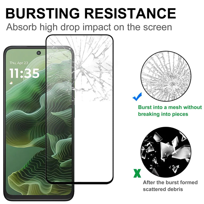 For Motorola Moto G35 5G AGC Tempered Glass with Black Edge Full Glue Full Coverage Screen Protector - 4