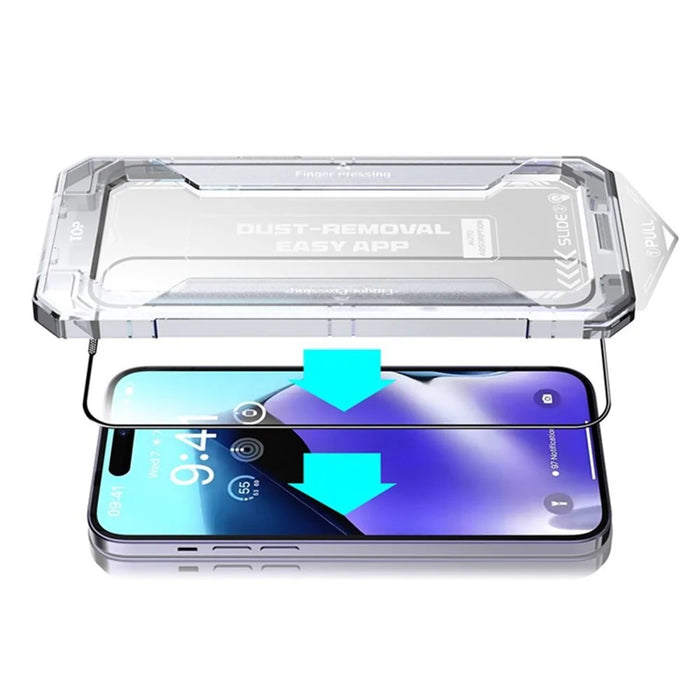 For iPhone 16 Pro Max Screen Protector Silk Printing Tempered Glass Film Dust-Free Protector - 2