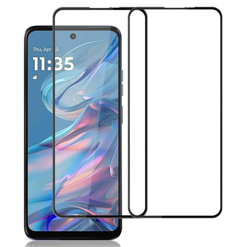 AMORUS 2Pcs For Motorola Moto G45 5G / G34 5G Screen Protector Shatterproof Silk Printing Tempered Glass Film - Black - 1