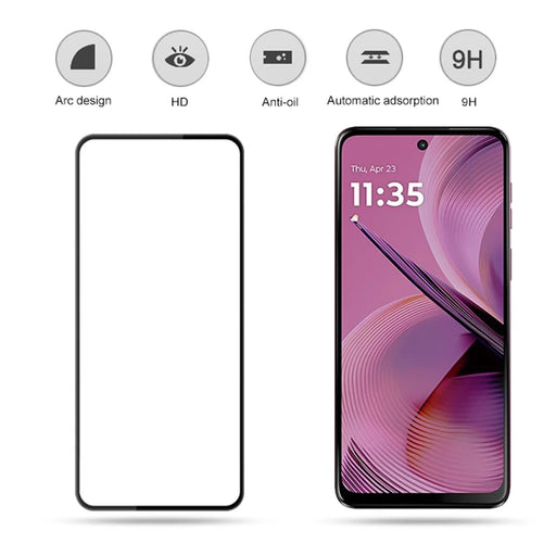 MOCOLO For Motorola Moto G55 5G Screen Protector Anti-Shatter Silk Printing Tempered Glass Film - Black - 2