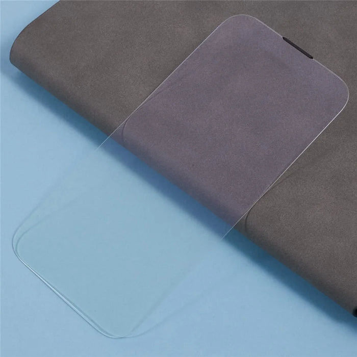 For iPhone 16 Pro Screen Protector Crystal Clear Purple Light Tempered Glass Film Built-In Dust-Proof Mesh - 4