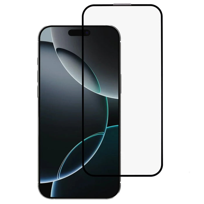 For iPhone 16 Pro Screen Protector Large Arc Edge Silk Printing Tempered Glass Film Built-In Dust-Proof Mesh - 1