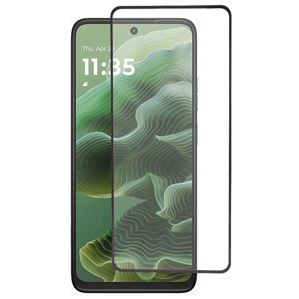 For Motorola Moto G35 5G Tempered Glass Electroplating Anti-Fingerprint Silk Printing Full Glue Screen Protector - 1