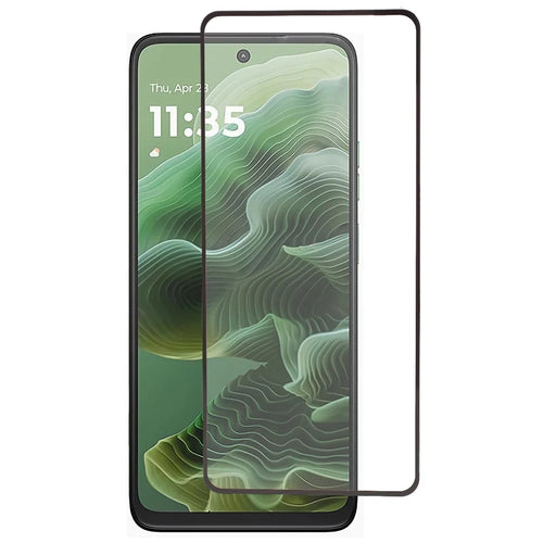 For Motorola Moto G35 5G Tempered Glass Electroplating Anti-Fingerprint Silk Printing Full Glue Screen Protector - 1