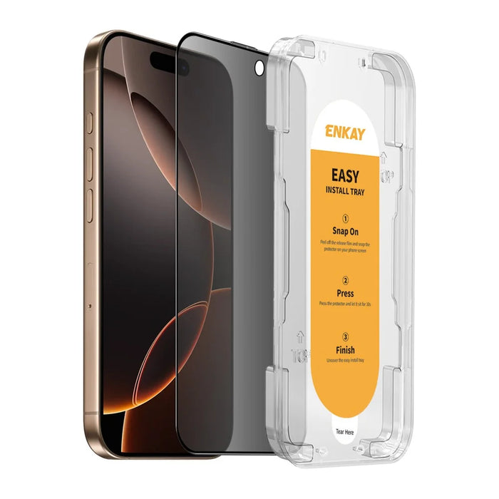 ENKAY HAT PRINCE For iPhone 16 Pro Max Anti-Spy Film   Silk Printing Tempered Glass Screen Protector with Installation Tool - Black - 1