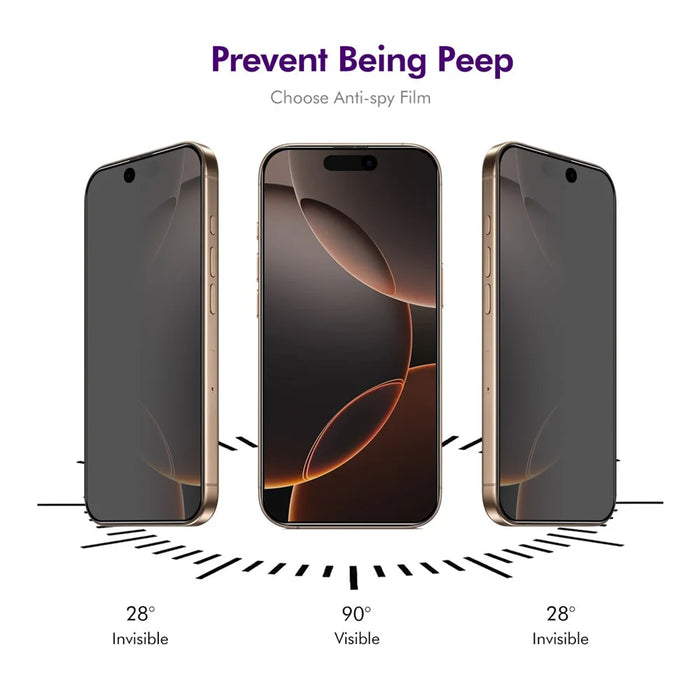 ENKAY HAT PRINCE For iPhone 16 Pro Max Anti-Spy Film   Silk Printing Tempered Glass Screen Protector with Installation Tool - Black - 3