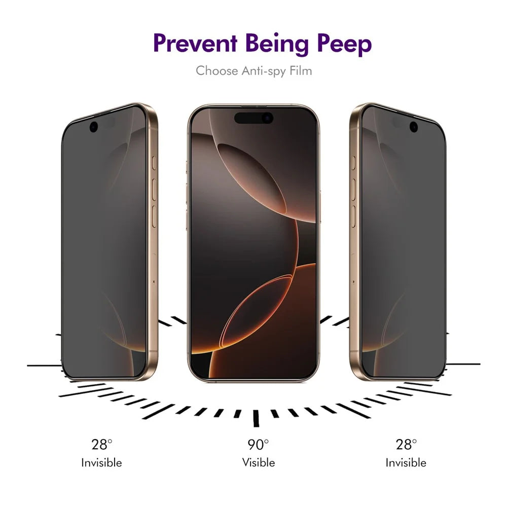 ENKAY HAT PRINCE For iPhone 16 Pro Anti-Spy Film   Silk Printing Tempered Glass Screen Protector with Installation Tool - Black - 3