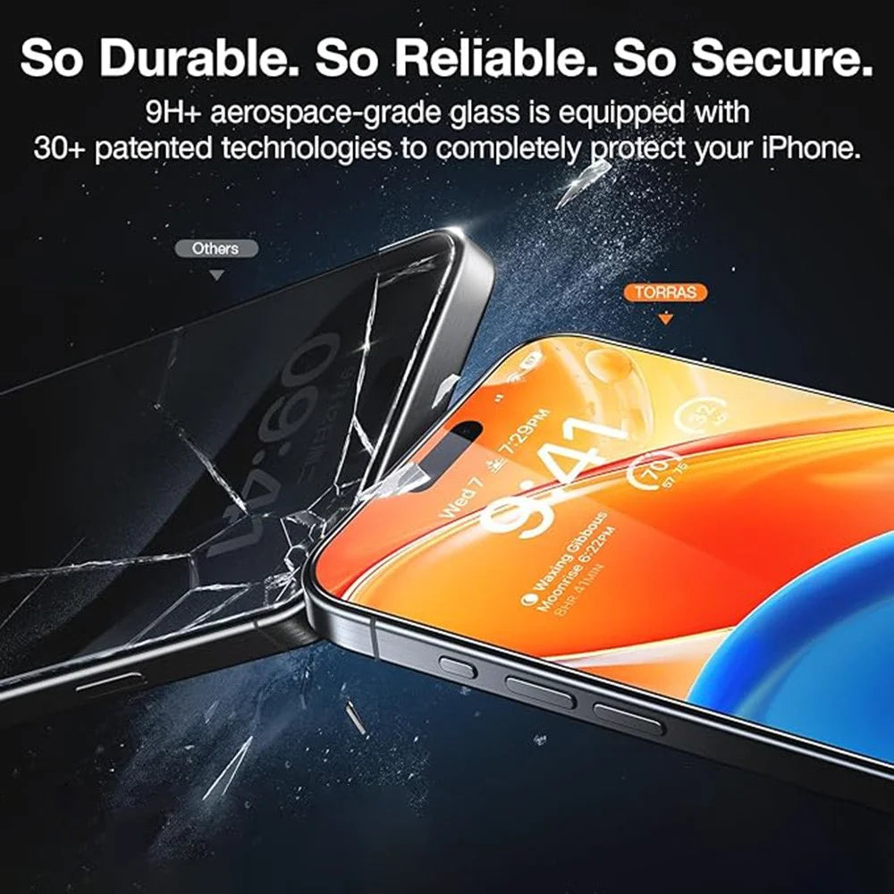 TORRAS Glassgo For iPhone 15 Pro Screen Protector Tempered Glass HD Film with Automatic Dust Removal Tool - 5