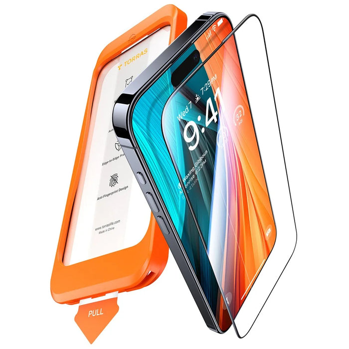 TORRAS Glassgo For iPhone 16 Pro Max Screen Protector Tempered Glass HD Film with Automatic Dust Removal Tool - 1