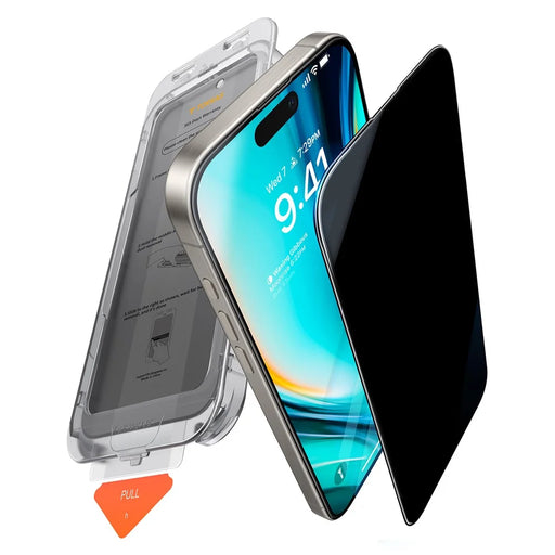 TORRAS Glassgo For iPhone 16 Anti Spy Screen Protector Tempered Glass Private Film with Auto-Align Frame - 1