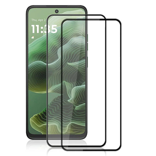 AMORUS 2Pcs For Motorola Moto G56 5G / G35 5G Screen Protector Shatterproof Silk Printing Tempered Glass Film - Black - 1