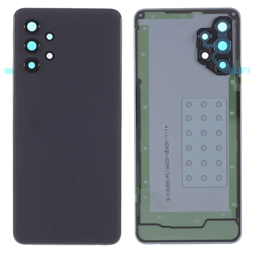 For Samsung Galaxy A32 4G (EU Version) A325 Battery Housing with Adhesive Sticker + Camera Lens Cover (Without Logo) - Black - 1