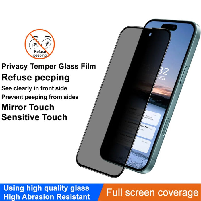 IMAK For iPhone 16 Anti-Peep Tempered Glass Screen Protector Full Coverage - 3