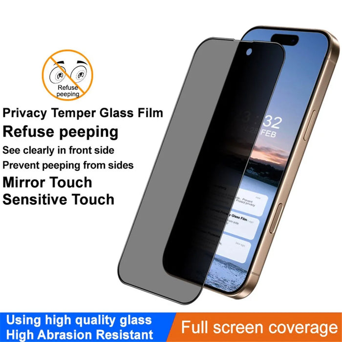 IMAK For iPhone 16 Pro Anti-Peep Tempered Glass Screen Protector Full Coverage - 3