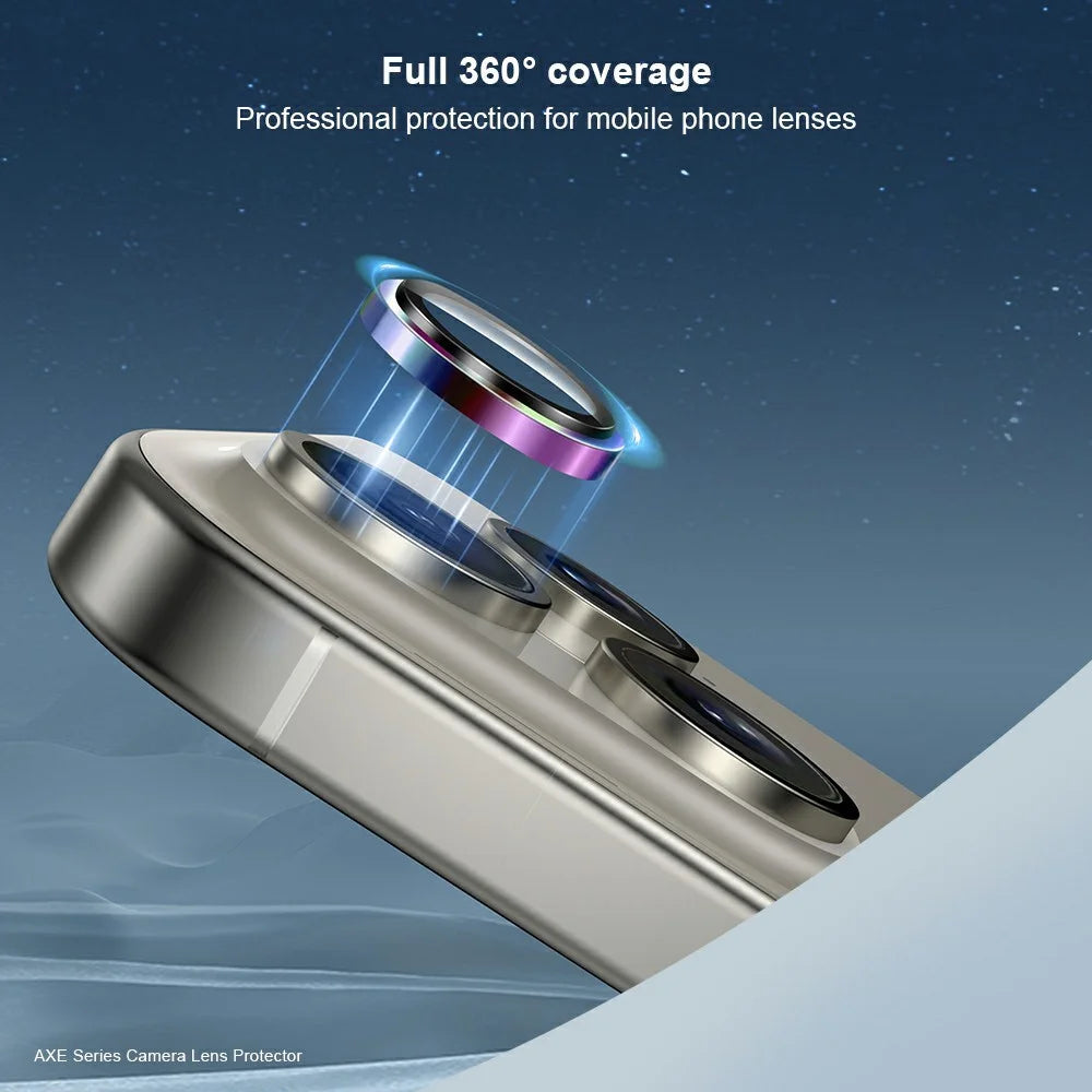 XUNDD For iPhone 16 Pro / 16 Pro Max Camera Lens Protector Ultra Clear Full Covering Cell Phone Medium Alumina Glass Lens Film - 3