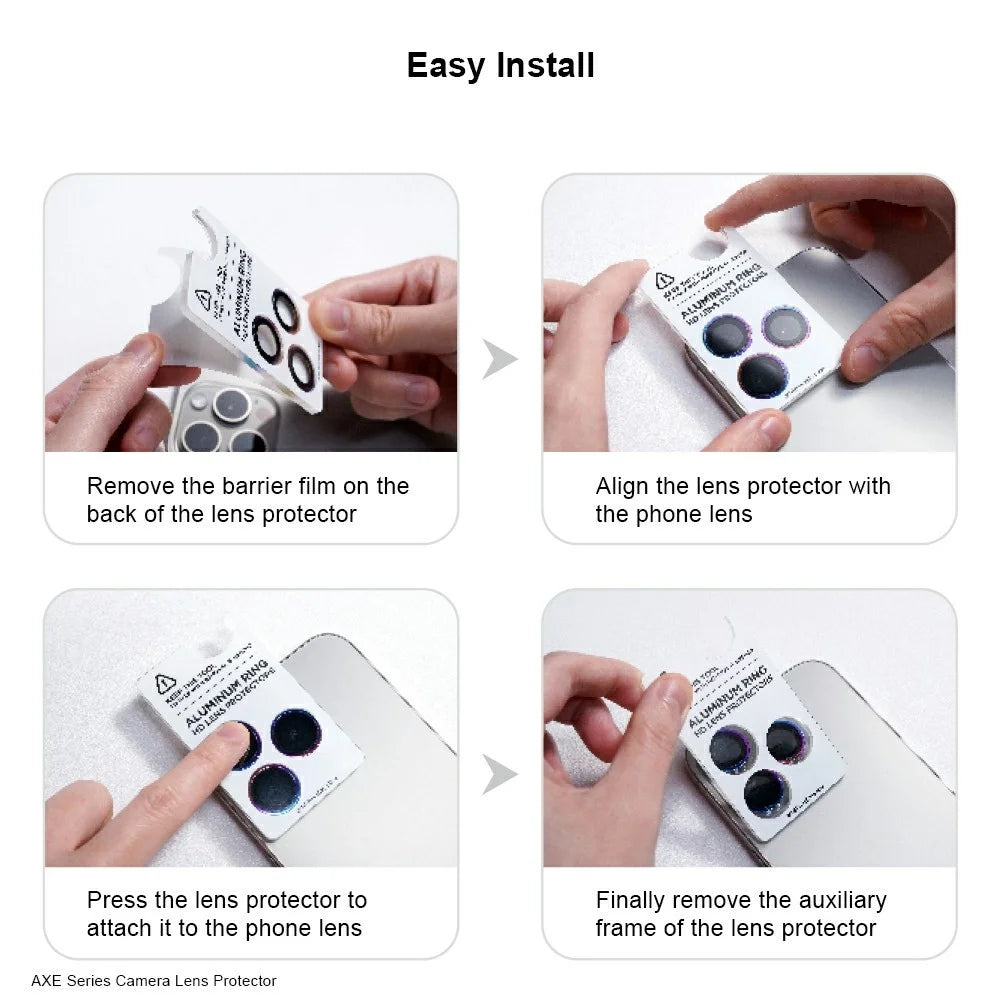 XUNDD For iPhone 16 / 16 Plus Camera Lens Protector Ultra Clear Full Covering Cell Phone Medium Alumina Glass Lens Film - 3