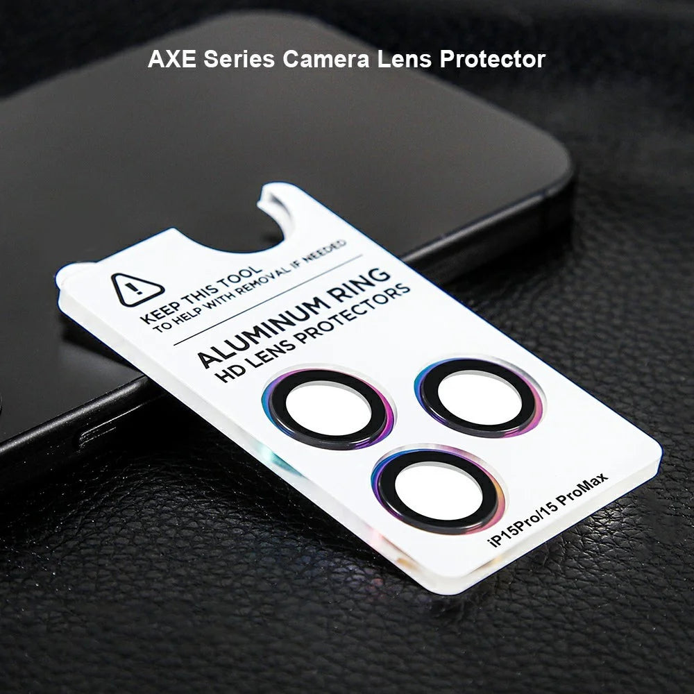 XUNDD For iPhone 15 Pro  /  15 Pro Max Camera Lens Protector Color Ring Ultra Clear Cell Phone Medium Alumina Glass Lens Film - 2
