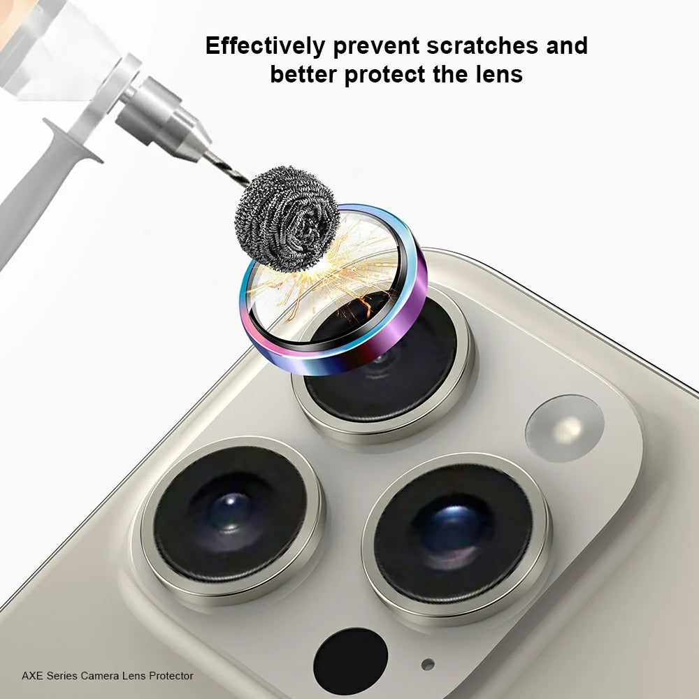 XUNDD For iPhone 15 Pro  /  15 Pro Max Camera Lens Protector Color Ring Ultra Clear Cell Phone Medium Alumina Glass Lens Film - 4