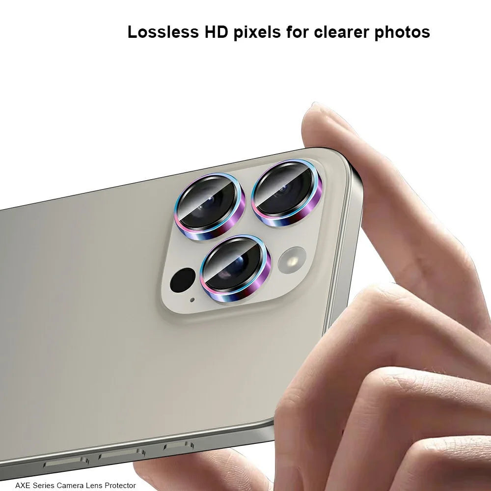 XUNDD For iPhone 15 Pro  /  15 Pro Max Camera Lens Protector Color Ring Ultra Clear Cell Phone Medium Alumina Glass Lens Film - 5