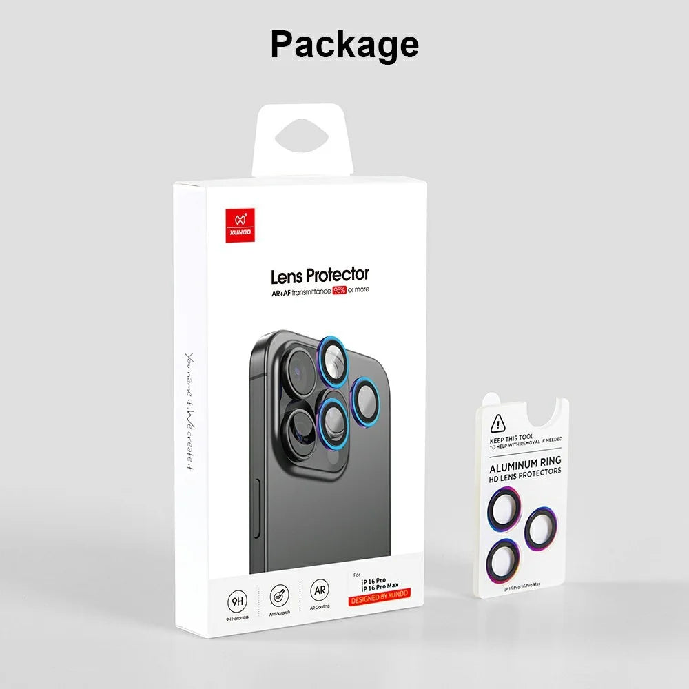 XUNDD For iPhone 15 Pro  /  15 Pro Max Camera Lens Protector Color Ring Ultra Clear Cell Phone Medium Alumina Glass Lens Film - 7