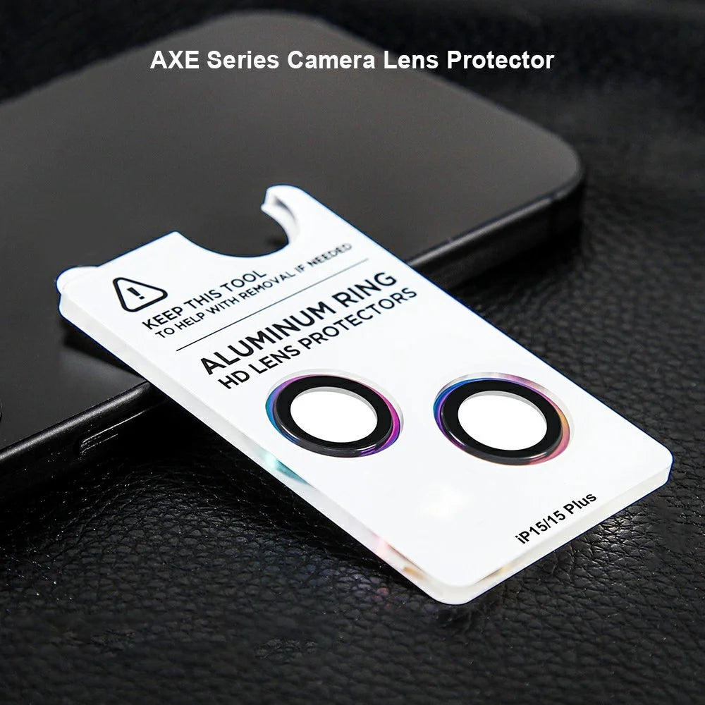 XUNDD For iPhone 15 / 15 Plus Camera Lens Protector Color Ring Ultra Clear Cell Phone Medium Alumina Glass Lens Film - 2